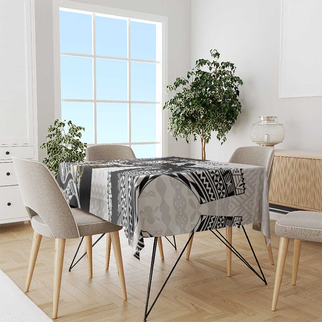 Custom Fiji And New Zealand Rugby Tablecloth Aotearoa Silver Fern Mix Fijian Tapa Pattern LT14 - Polynesian Pride