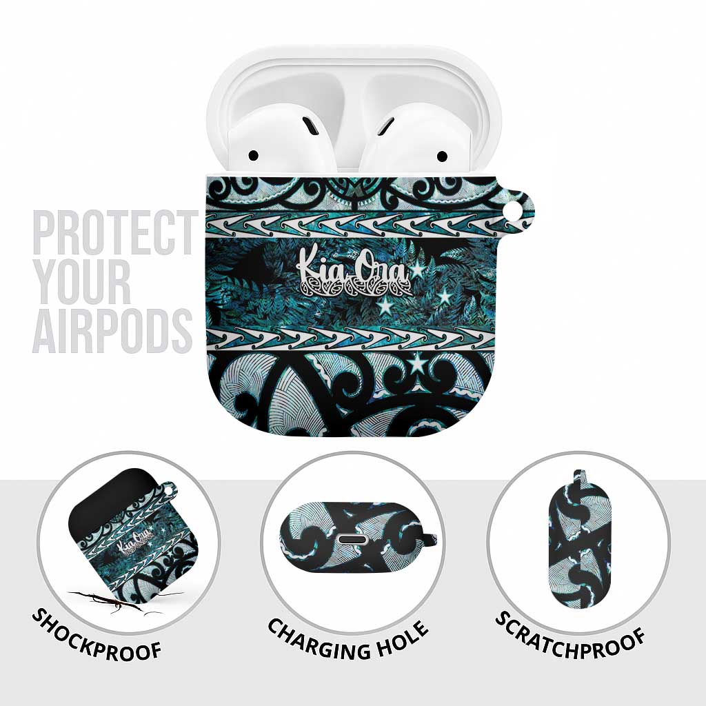 Kia Ora New Zealand AirPods Case Aotearoa Proud Maori Paua Shell Silver Fern LT14 - Polynesian Pride