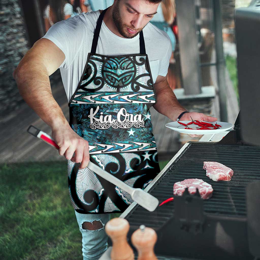 Kia Ora New Zealand Apron Aotearoa Proud Maori Paua Shell Silver Fern - Polynesian Pride