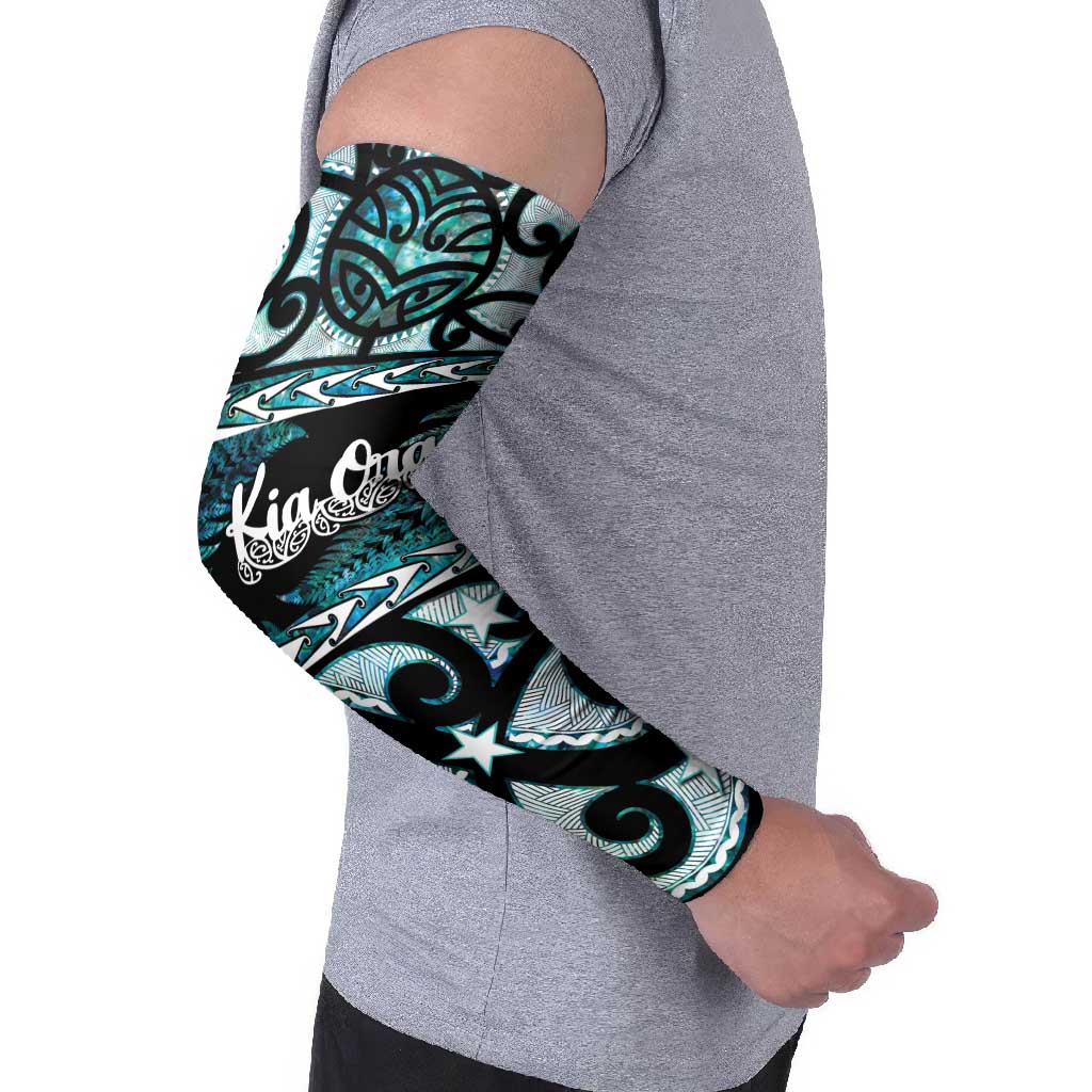 Kia Ora New Zealand Arm Sleeves Aotearoa Proud Maori Paua Shell Silver Fern LT14 - Polynesian Pride
