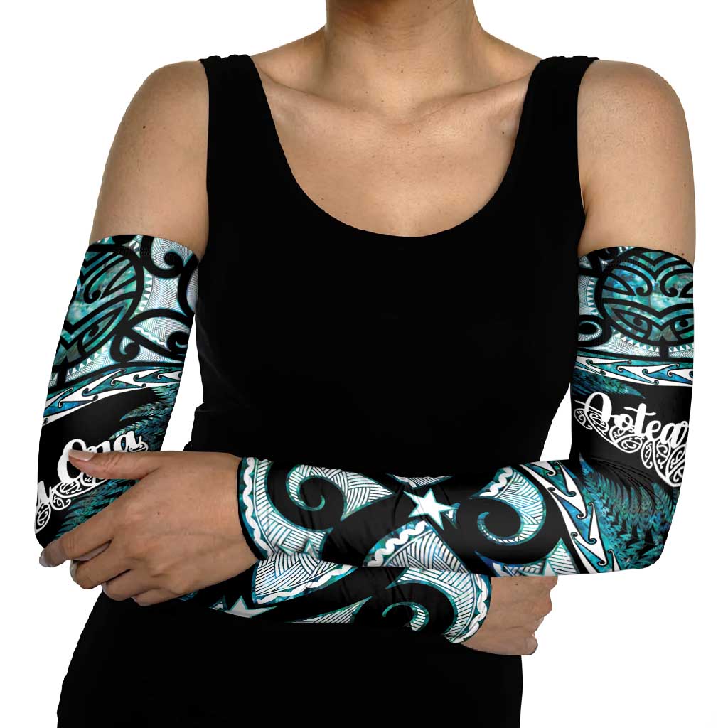 Kia Ora New Zealand Arm Sleeves Aotearoa Proud Maori Paua Shell Silver Fern LT14 - Polynesian Pride