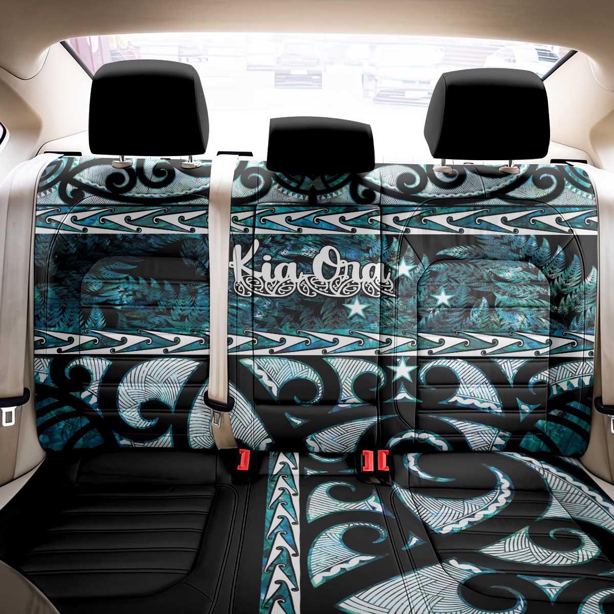 Kia Ora New Zealand Back Car Seat Cover Aotearoa Proud Maori Paua Shell Silver Fern LT14 - Polynesian Pride