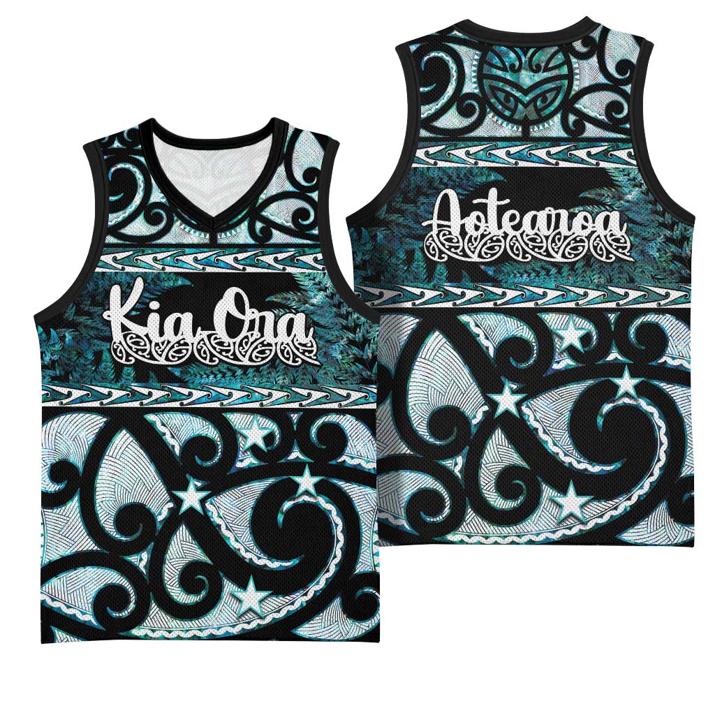 Kia Ora New Zealand Basketball Jersey Aotearoa Proud Maori Paua Shell Silver Fern LT14 - Polynesian Pride