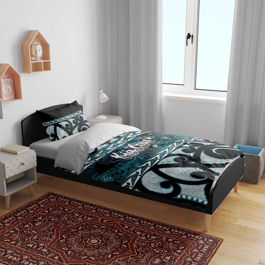 Kia Ora New Zealand Bedding Set Aotearoa Proud Maori Paua Shell Silver Fern - Polynesian Pride