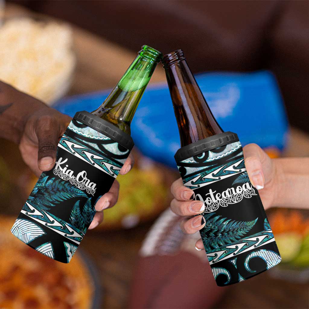 Kia Ora New Zealand 4 in 1 Can Cooler Tumbler Aotearoa Proud Maori Paua Shell Silver Fern LT14 - Polynesian Pride