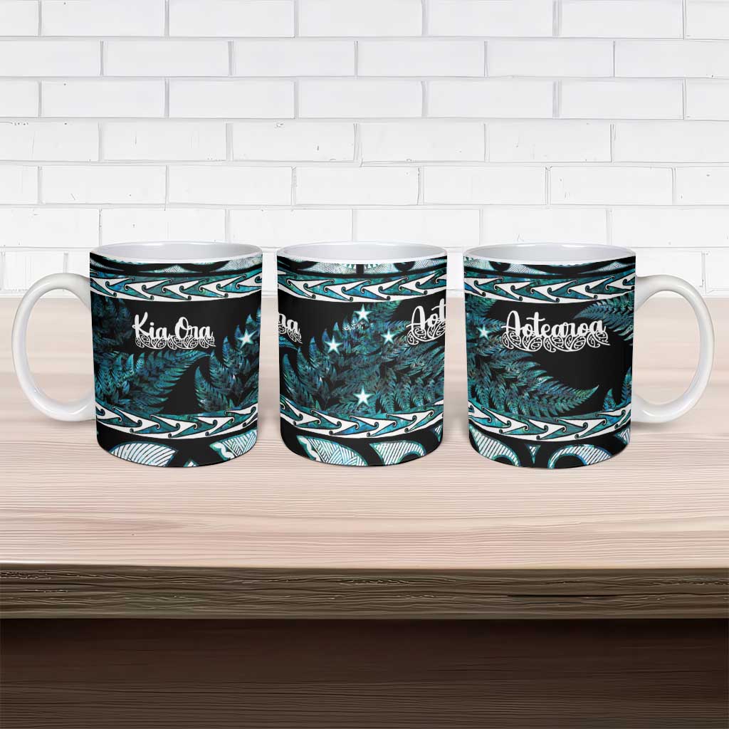 Kia Ora New Zealand Ceramic Mug Aotearoa Proud Maori Paua Shell Silver Fern - Polynesian Pride