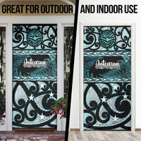 Kia Ora New Zealand Door Cover Aotearoa Proud Maori Paua Shell Silver Fern LT14 - Polynesian Pride