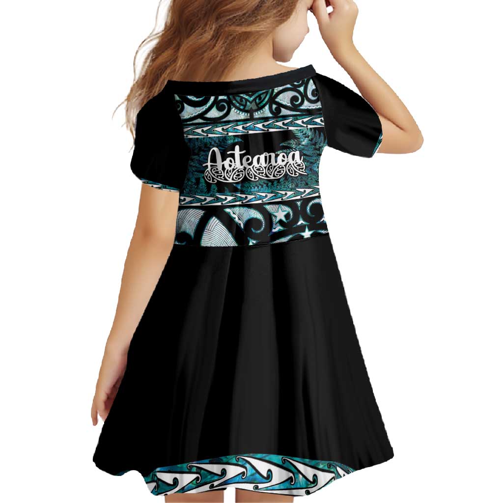 Kia Ora New Zealand Family Matching Long Sleeve Bodycon Dress and Hawaiian Shirt Aotearoa Proud Maori Paua Shell Silver Fern LT14 - Polynesian Pride