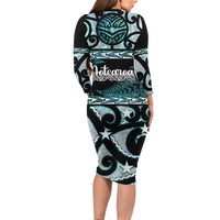 Kia Ora New Zealand Family Matching Long Sleeve Bodycon Dress and Hawaiian Shirt Aotearoa Proud Maori Paua Shell Silver Fern LT14 - Polynesian Pride
