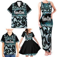 Kia Ora New Zealand Family Matching Tank Maxi Dress and Hawaiian Shirt Aotearoa Proud Maori Paua Shell Silver Fern LT14 - Polynesian Pride