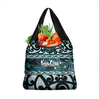 Kia Ora New Zealand Grocery Bag Aotearoa Proud Maori Paua Shell Silver Fern LT14 1-pack One Size Black - Polynesian Pride