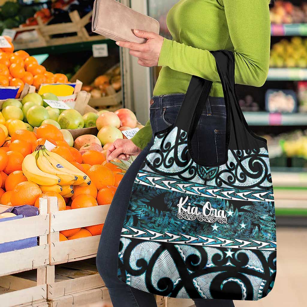 Kia Ora New Zealand Grocery Bag Aotearoa Proud Maori Paua Shell Silver Fern LT14 - Polynesian Pride
