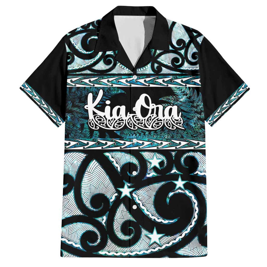 Kia Ora New Zealand Hawaiian Shirt Aotearoa Proud Maori Paua Shell Silver Fern LT14 Black - Polynesian Pride