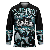 Kia Ora New Zealand Hockey Jersey Aotearoa Proud Maori Paua Shell Silver Fern LT14 Unisex Black - Polynesian Pride