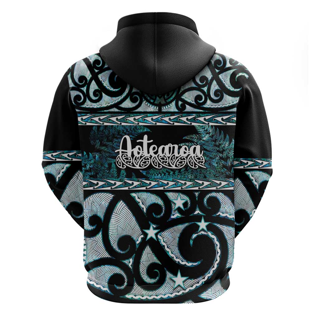 Kia Ora New Zealand Hoodie Aotearoa Proud Maori Paua Shell Silver Fern - Polynesian Pride