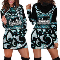 Kia Ora New Zealand Hoodie Dress Aotearoa Proud Maori Paua Shell Silver Fern LT14 - Polynesian Pride