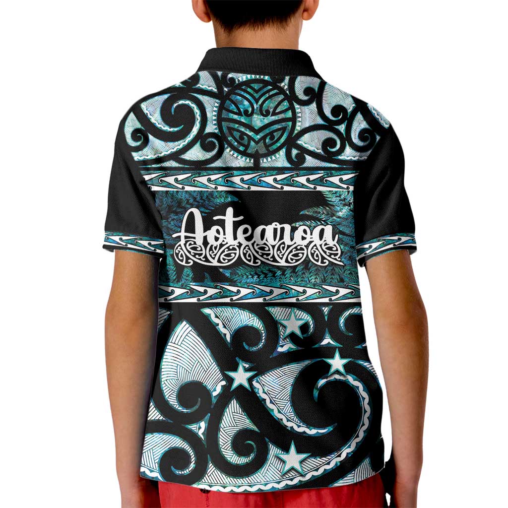 Kia Ora New Zealand Kid Polo Shirt Aotearoa Proud Maori Paua Shell Silver Fern LT14 - Polynesian Pride