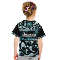 Kia Ora New Zealand Kid T Shirt Aotearoa Proud Maori Paua Shell Silver Fern LT14 - Polynesian Pride