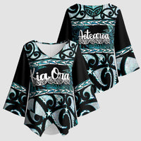 Kia Ora New Zealand Kimono Sleeve Blouse Aotearoa Proud Maori Paua Shell Silver Fern LT14 - Polynesian Pride