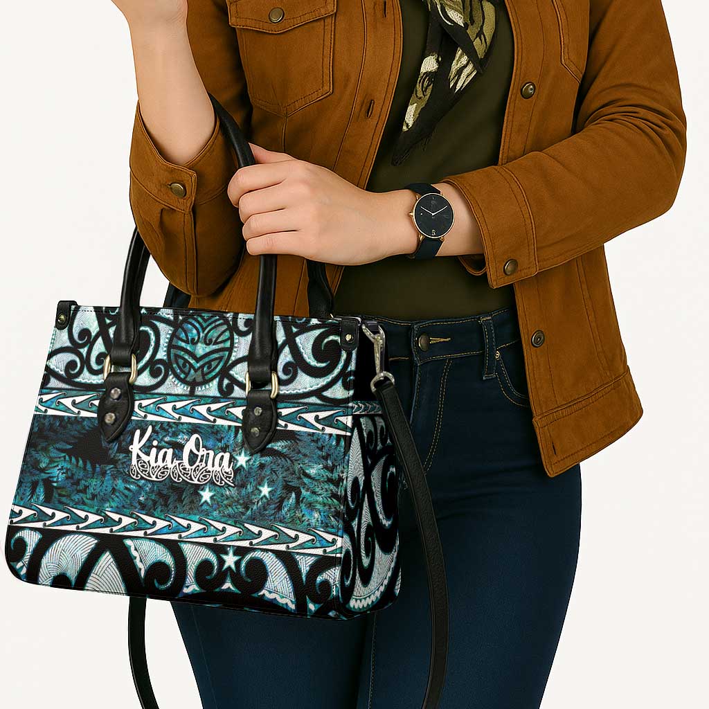 Kia Ora New Zealand Leather Bag Aotearoa Proud Maori Paua Shell Silver Fern - Polynesian Pride