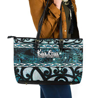 Kia Ora New Zealand Leather Tote Bag Aotearoa Proud Maori Paua Shell Silver Fern LT14 - Polynesian Pride