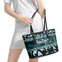 Kia Ora New Zealand Leather Tote Bag Aotearoa Proud Maori Paua Shell Silver Fern LT14 - Polynesian Pride