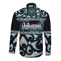 Kia Ora New Zealand Long Sleeve Button Shirt Aotearoa Proud Maori Paua Shell Silver Fern LT14 - Polynesian Pride