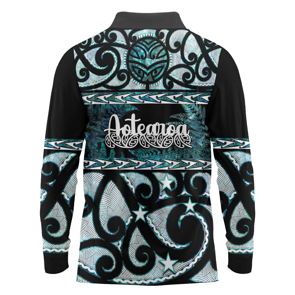 Kia Ora New Zealand Long Sleeve Polo Shirt Aotearoa Proud Maori Paua Shell Silver Fern LT14 - Polynesian Pride
