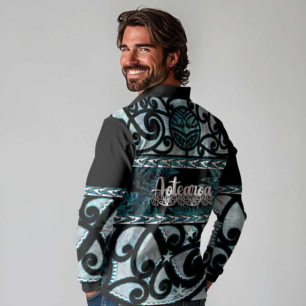 Kia Ora New Zealand Long Sleeve Polo Shirt Aotearoa Proud Maori Paua Shell Silver Fern LT14 - Polynesian Pride