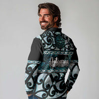 Kia Ora New Zealand Long Sleeve Polo Shirt Aotearoa Proud Maori Paua Shell Silver Fern LT14 - Polynesian Pride