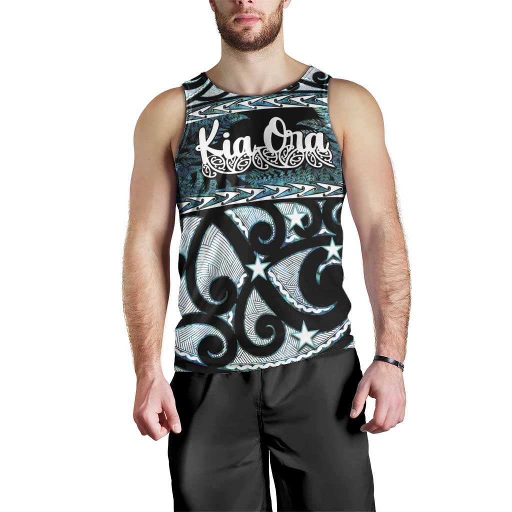 Kia Ora New Zealand Men Tank Top Aotearoa Proud Maori Paua Shell Silver Fern LT14 - Polynesian Pride