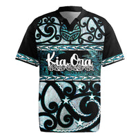 Kia Ora New Zealand Rugby Jersey Aotearoa Proud Maori Paua Shell Silver Fern LT14 Black - Polynesian Pride