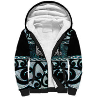 Kia Ora New Zealand Sherpa Hoodie Aotearoa Proud Maori Paua Shell Silver Fern LT14 Unisex Black - Polynesian Pride