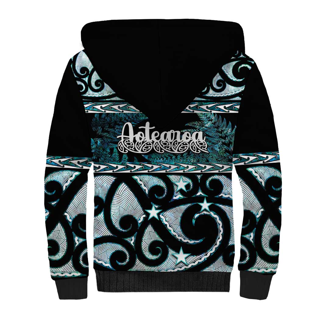 Kia Ora New Zealand Sherpa Hoodie Aotearoa Proud Maori Paua Shell Silver Fern LT14 - Polynesian Pride