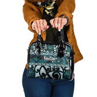 Kia Ora New Zealand Shoulder Handbag Aotearoa Proud Maori Paua Shell Silver Fern - Polynesian Pride