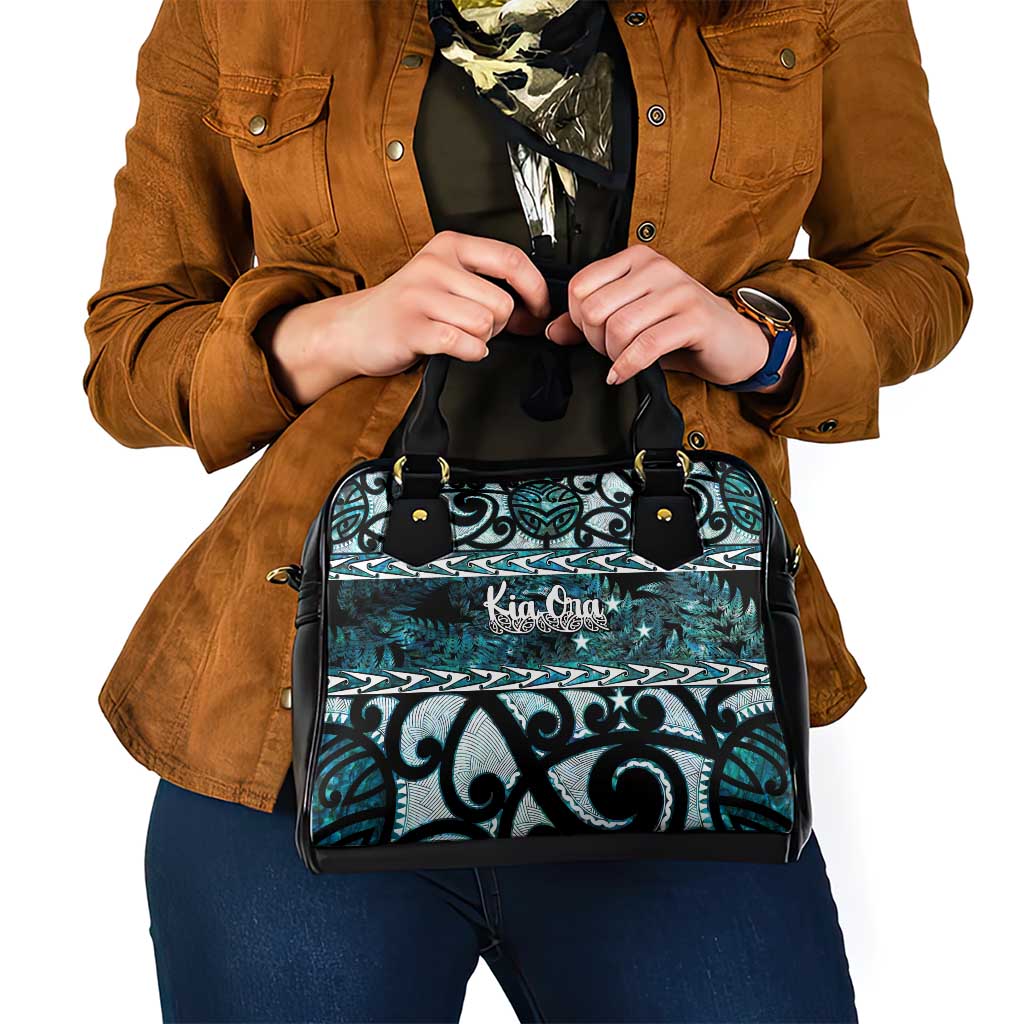 Kia Ora New Zealand Shoulder Handbag Aotearoa Proud Maori Paua Shell Silver Fern - Polynesian Pride