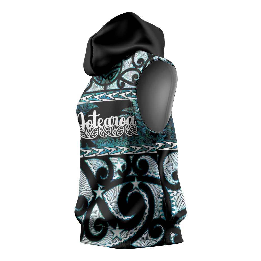 Kia Ora New Zealand Sleeveless Hoodie Aotearoa Proud Maori Paua Shell Silver Fern LT14 - Polynesian Pride
