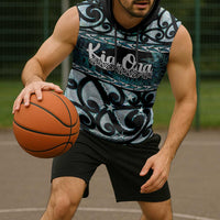 Kia Ora New Zealand Sleeveless Hoodie Aotearoa Proud Maori Paua Shell Silver Fern LT14 - Polynesian Pride