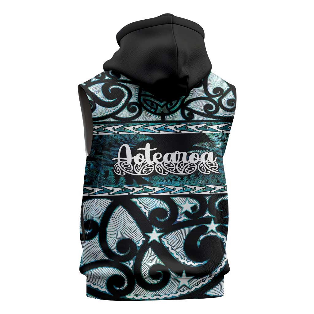 Kia Ora New Zealand Sleeveless Zip Hoodie Aotearoa Proud Maori Paua Shell Silver Fern LT14 - Polynesian Pride