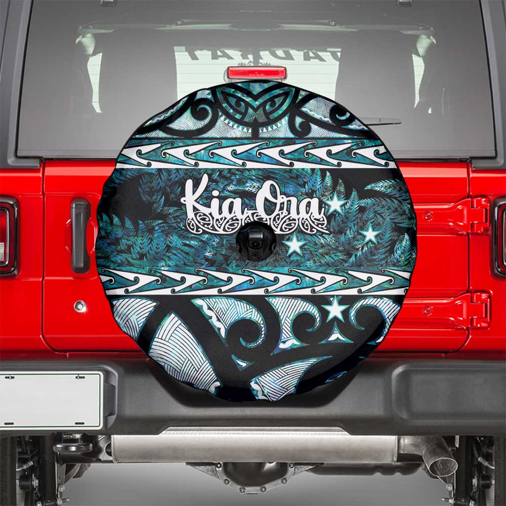Kia Ora New Zealand Spare Tire Cover Aotearoa Proud Maori Paua Shell Silver Fern LT14 - Polynesian Pride