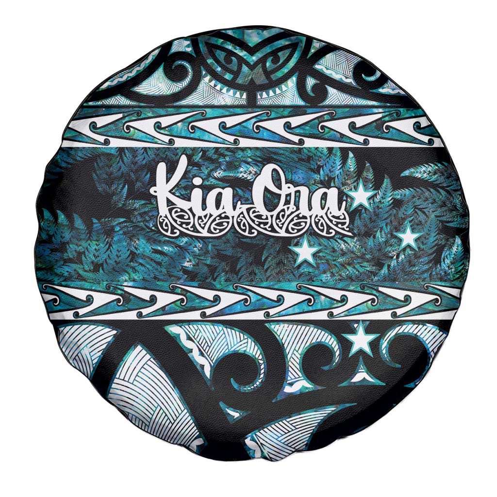 Kia Ora New Zealand Spare Tire Cover Aotearoa Proud Maori Paua Shell Silver Fern LT14 - Polynesian Pride