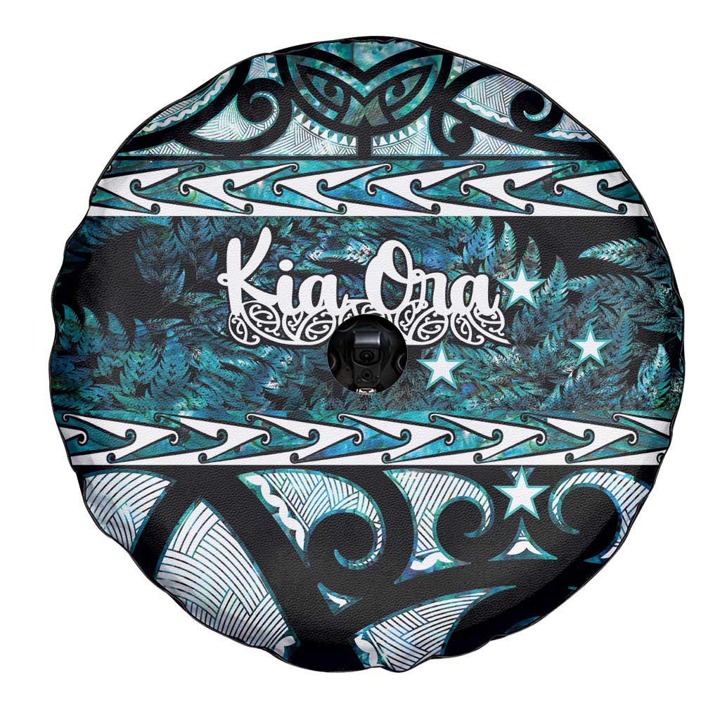 Kia Ora New Zealand Spare Tire Cover Aotearoa Proud Maori Paua Shell Silver Fern LT14 - Polynesian Pride