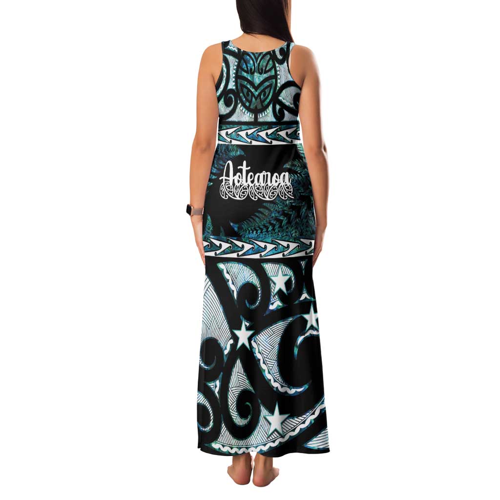Kia Ora New Zealand Tank Maxi Dress Aotearoa Proud Maori Paua Shell Silver Fern LT14 - Polynesian Pride
