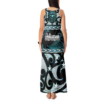 Kia Ora New Zealand Tank Maxi Dress Aotearoa Proud Maori Paua Shell Silver Fern LT14 - Polynesian Pride