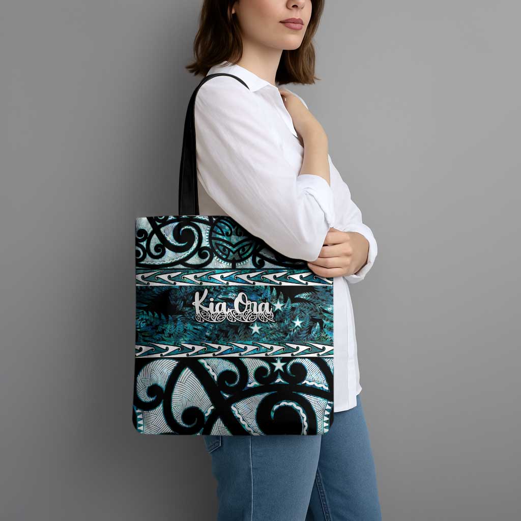 Kia Ora New Zealand Tote Bag Aotearoa Proud Maori Paua Shell Silver Fern LT14 - Polynesian Pride