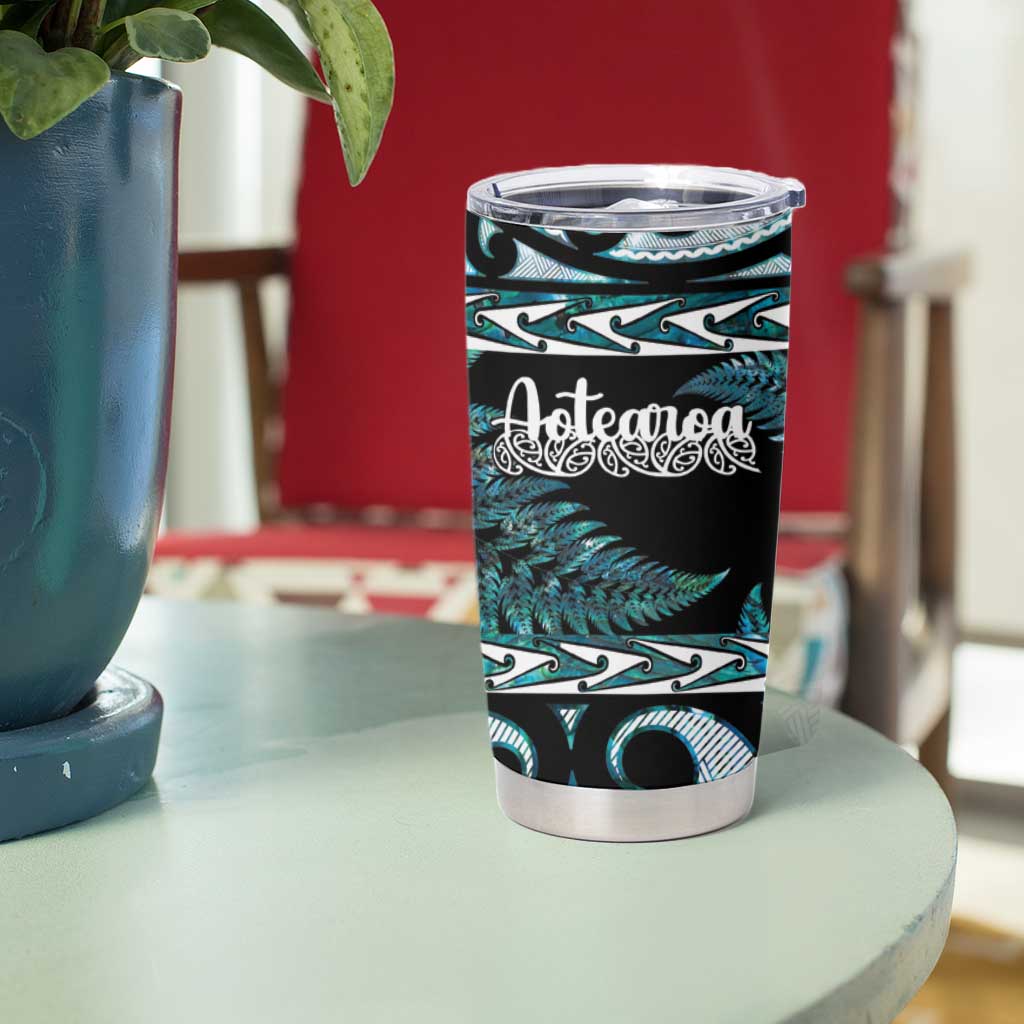 Kia Ora New Zealand Tumbler Cup Aotearoa Proud Maori Paua Shell Silver Fern LT14 - Polynesian Pride
