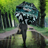 Kia Ora New Zealand Umbrella Aotearoa Proud Maori Paua Shell Silver Fern - Polynesian Pride