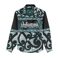 Kia Ora New Zealand Women Casual Shirt Aotearoa Proud Maori Paua Shell Silver Fern - Polynesian Pride