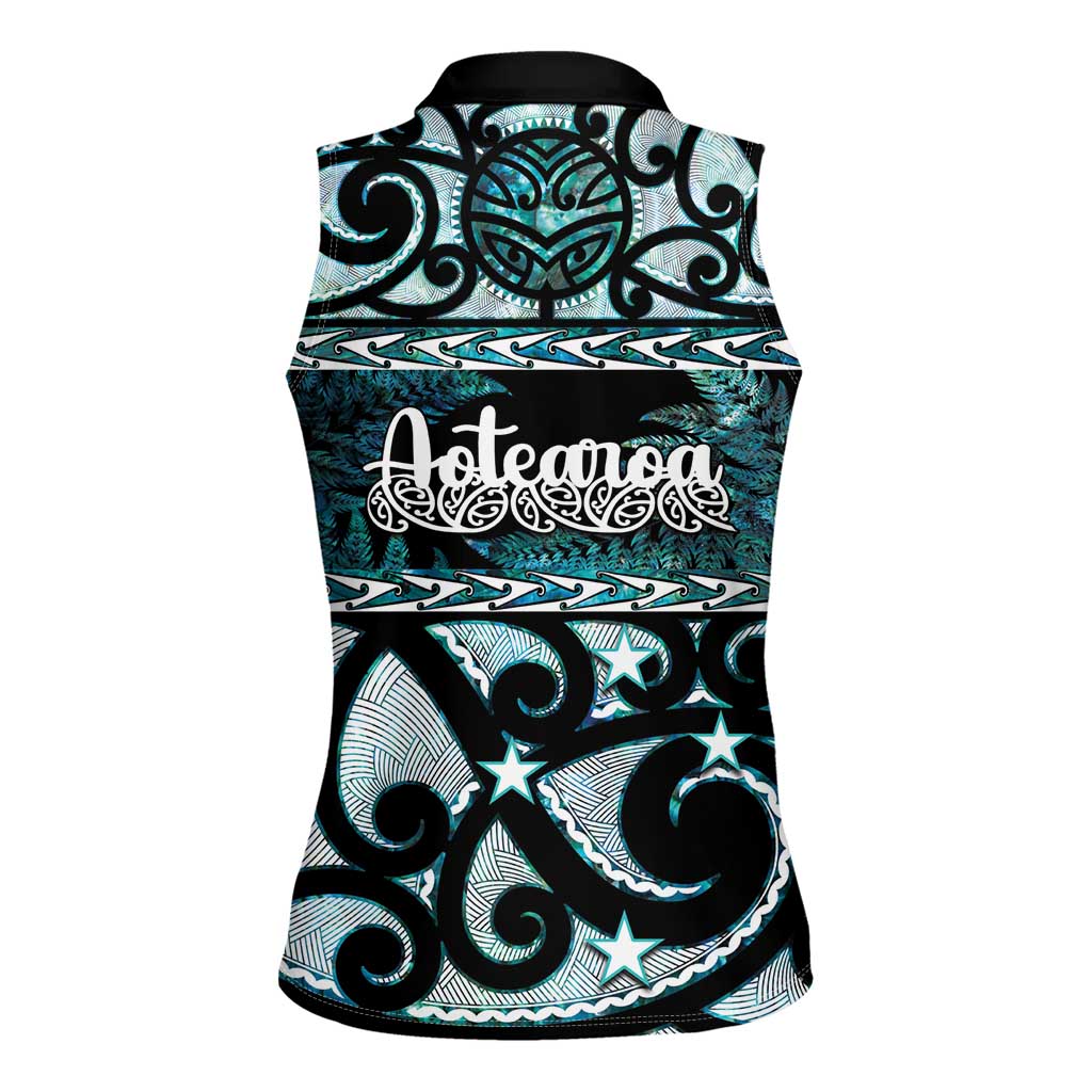 Kia Ora New Zealand Women Sleeveless Polo Shirt Aotearoa Proud Maori Paua Shell Silver Fern LT14 - Polynesian Pride