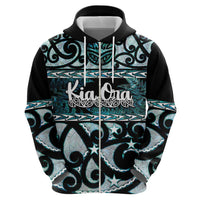 Kia Ora New Zealand Zip Hoodie Aotearoa Proud Maori Paua Shell Silver Fern LT14 - Polynesian Pride